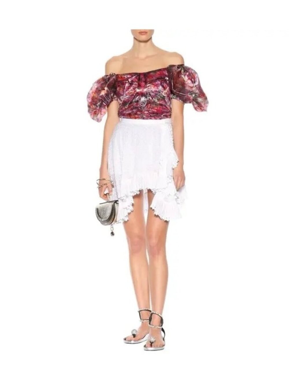 NWT $895 Isabel Marant Zanna Embroidered Cotton Mini Skirt White Size 6